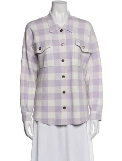 Pre-owned Maje Plaid Print Jacket In Purple