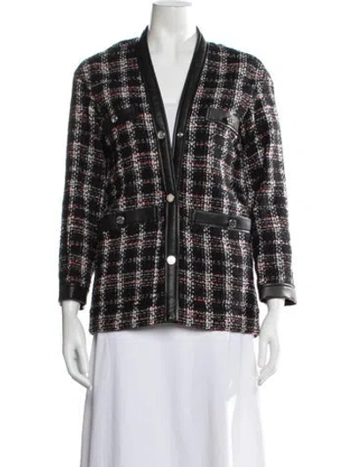 Pre-owned Maje Plaid Print Jacket W/ Tags In Black