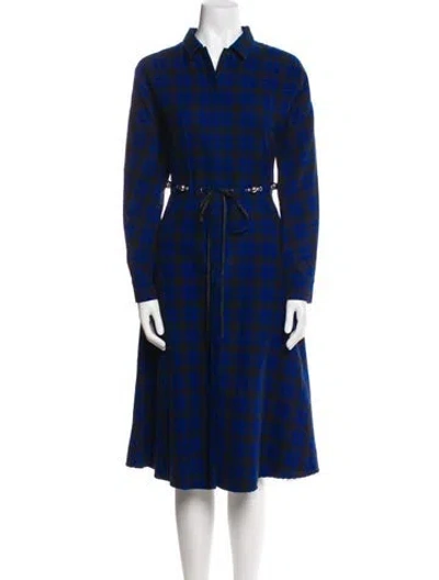 Pre-owned Maje Plaid Print Knee-length Dress In Blue