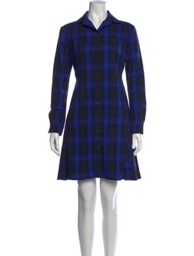 Pre-owned Maje Plaid Print Knee-length Dress In Blue
