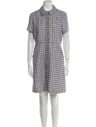 Pre-owned Maje Plaid Print Knee-length Dress In Pink