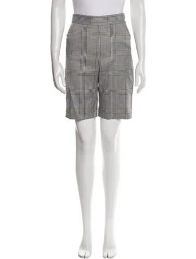 Pre-owned Maje Plaid Print Knee-length Shorts In Gray