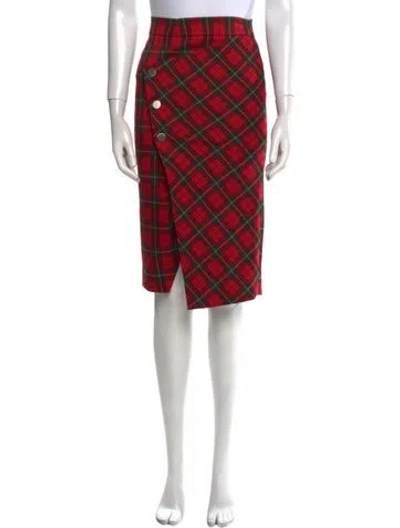 Pre-owned Maje Plaid Print Knee-length Skirt In Red
