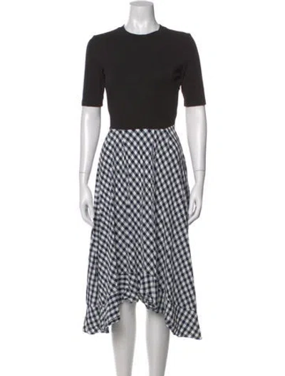 Pre-owned Maje Plaid Print Long Dress In Blue