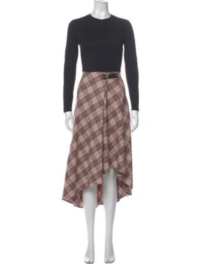 Pre-owned Maje Plaid Print Long Dress In Multi