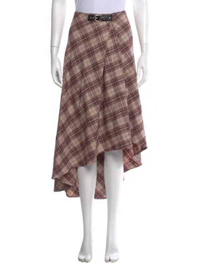 Pre-owned Maje Plaid Print Long Skirt In Multi