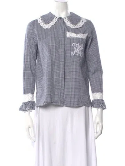 Pre-owned Maje Plaid Print Long Sleeve Blouse In Multi