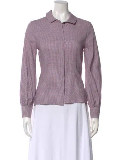 Pre-owned Maje Plaid Print Long Sleeve Blouse In Red