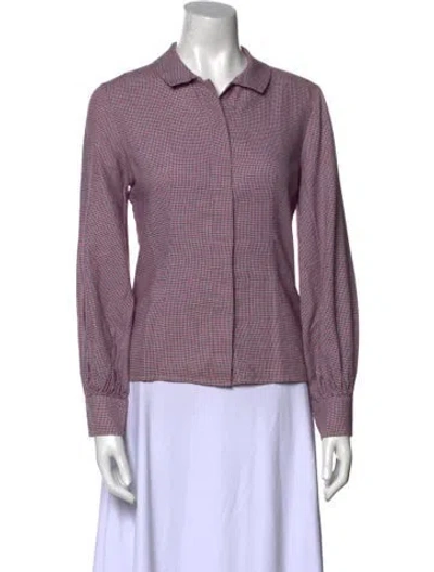 Pre-owned Maje Plaid Print Long Sleeve Button-up Top In Multi