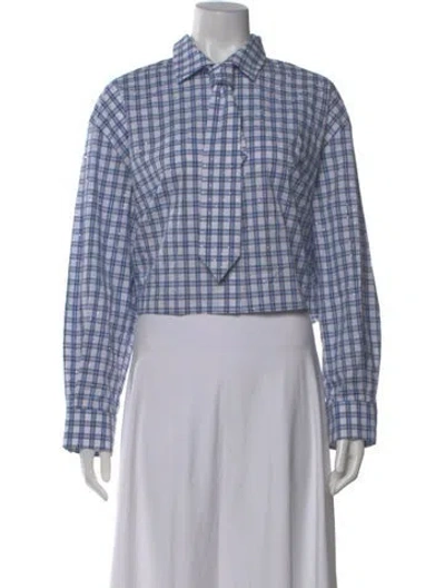 Pre-owned Maje Plaid Print Long Sleeve Button-up Top In Multi