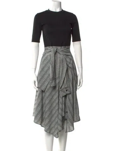 Pre-owned Maje Plaid Print Midi Length Dress In Black