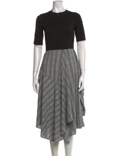 Pre-owned Maje Plaid Print Midi Length Dress In Black