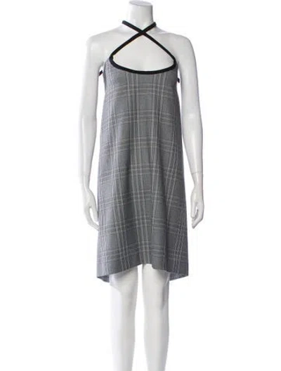 Pre-owned Maje Plaid Print Midi Length Dress In Gray