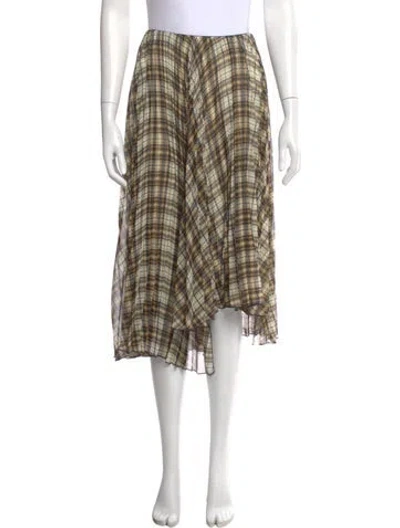 Pre-owned Maje Plaid Print Midi Length Skirt In Multi