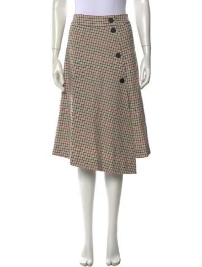 Pre-owned Maje Plaid Print Midi Length Skirt In Neutral
