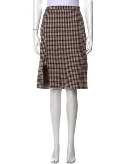 Pre-owned Maje Plaid Print Midi Length Skirt In Neutral