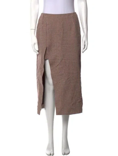 Pre-owned Maje Plaid Print Midi Length Skirt In Neutrals