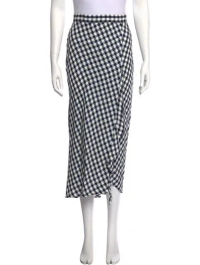 Pre-owned Maje Plaid Print Midi Length Skirt W/ Tags In Blue