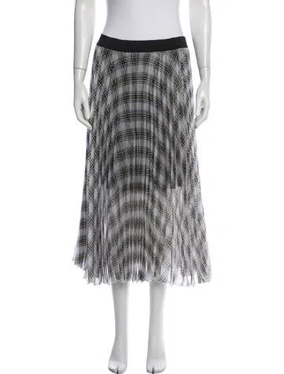 Pre-owned Maje Plaid Print Midi Length Skirt W/ Tags In White