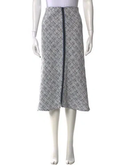 Pre-owned Maje Plaid Print Midi Length Skirt In White