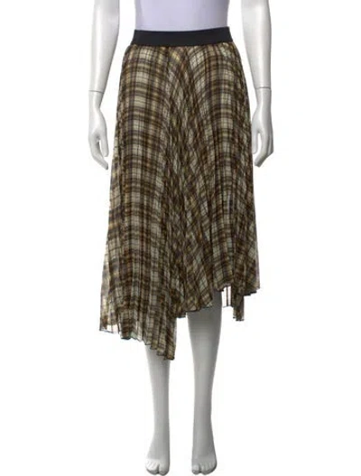 Pre-owned Maje Plaid Print Midi Length Skirt In Yellow