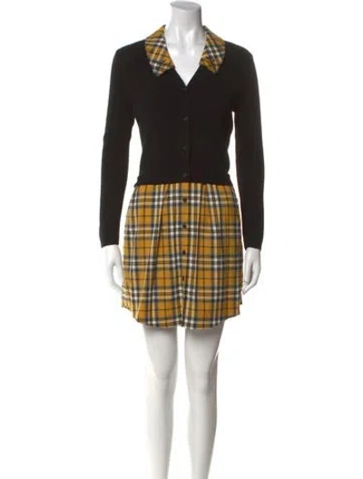 Pre-owned Maje Plaid Print Mini Dress In Black