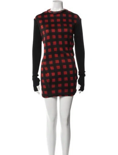 Pre-owned Maje Plaid Print Mini Dress In Black