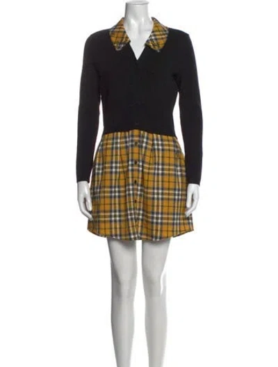 Pre-owned Maje Plaid Print Mini Dress In Black
