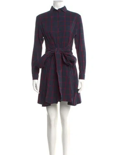 Pre-owned Maje Plaid Print Mini Dress In Blue