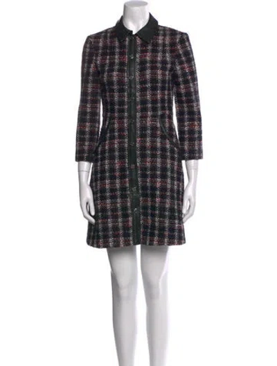 Pre-owned Maje Plaid Print Mini Dress In Blue