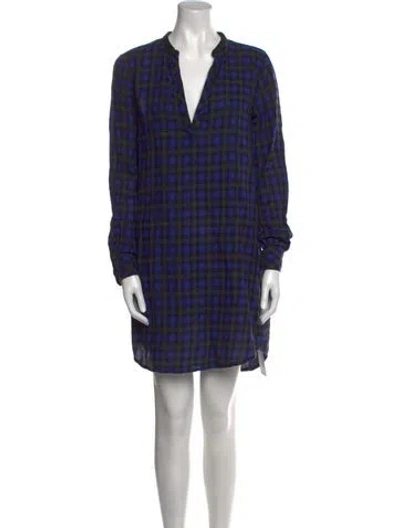 Pre-owned Maje Plaid Print Mini Dress In Blue