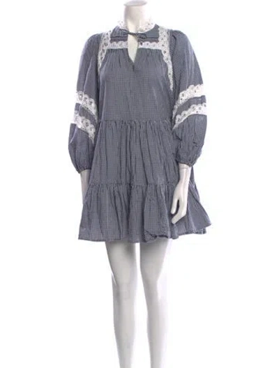 Pre-owned Maje Plaid Print Mini Dress In Blue