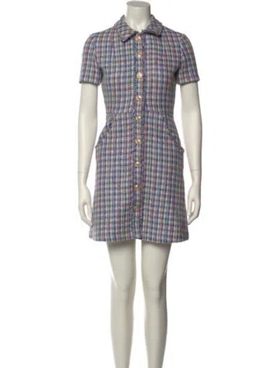 Pre-owned Maje Plaid Print Mini Dress In Blue