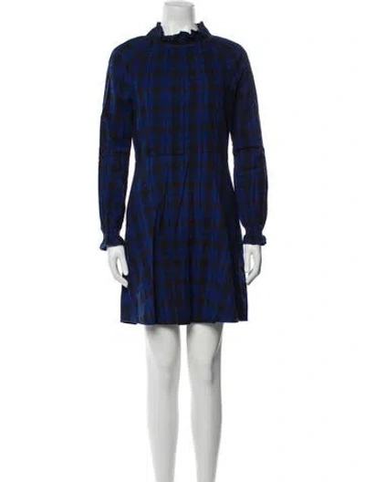 Pre-owned Maje Plaid Print Mini Dress In Blue