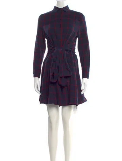 Pre-owned Maje Plaid Print Mini Dress In Blue