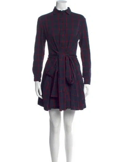 Pre-owned Maje Plaid Print Mini Dress In Blue