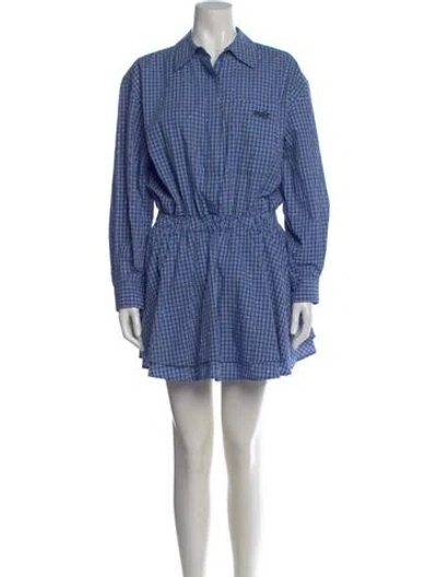 Pre-owned Maje Plaid Print Mini Dress In Blue