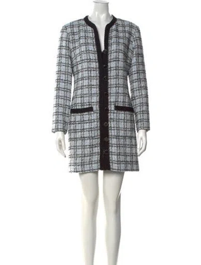 Pre-owned Maje Plaid Print Mini Dress In Blue