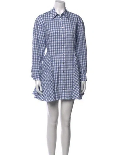 Pre-owned Maje Plaid Print Mini Dress In Blue/white