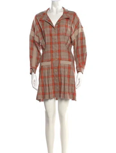Pre-owned Maje Plaid Print Mini Dress In Brown
