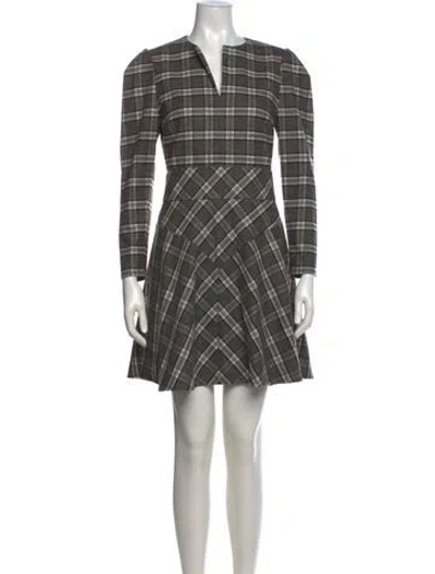 Pre-owned Maje Plaid Print Mini Dress In Gray