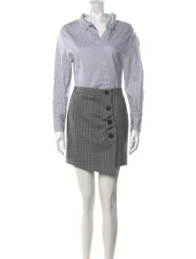 Pre-owned Maje Plaid Print Mini Dress In Gray