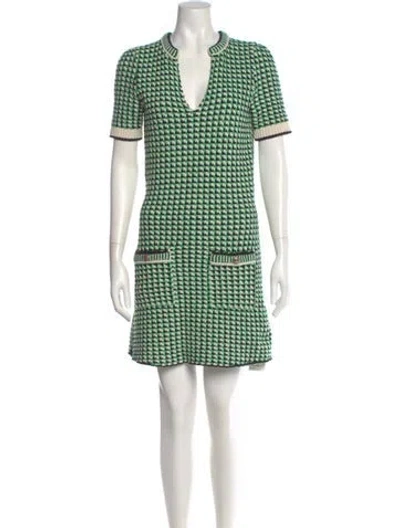 Pre-owned Maje Plaid Print Mini Dress In Green