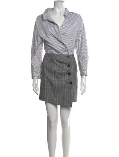 Pre-owned Maje Plaid Print Mini Dress In Grey