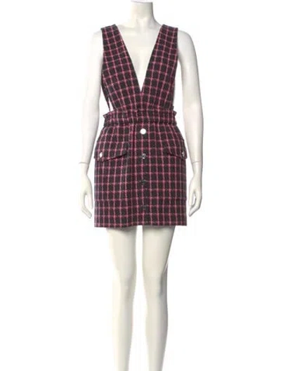 Pre-owned Maje Plaid Print Mini Dress In Multi