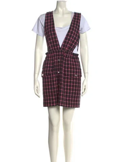 Pre-owned Maje Plaid Print Mini Dress In Multi