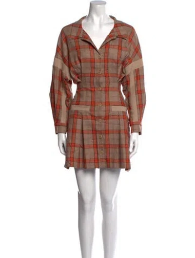 Pre-owned Maje Plaid Print Mini Dress In Neutral