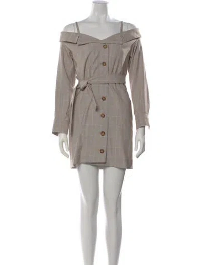 Pre-owned Maje Plaid Print Mini Dress In Neutral