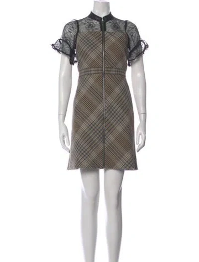 Pre-owned Maje Plaid Print Mini Dress In Neutral