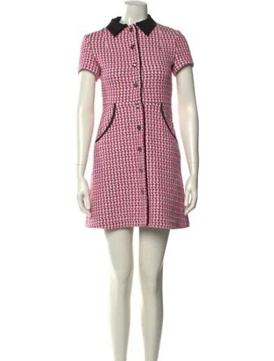 Pre-owned Maje Plaid Print Mini Dress In Pink